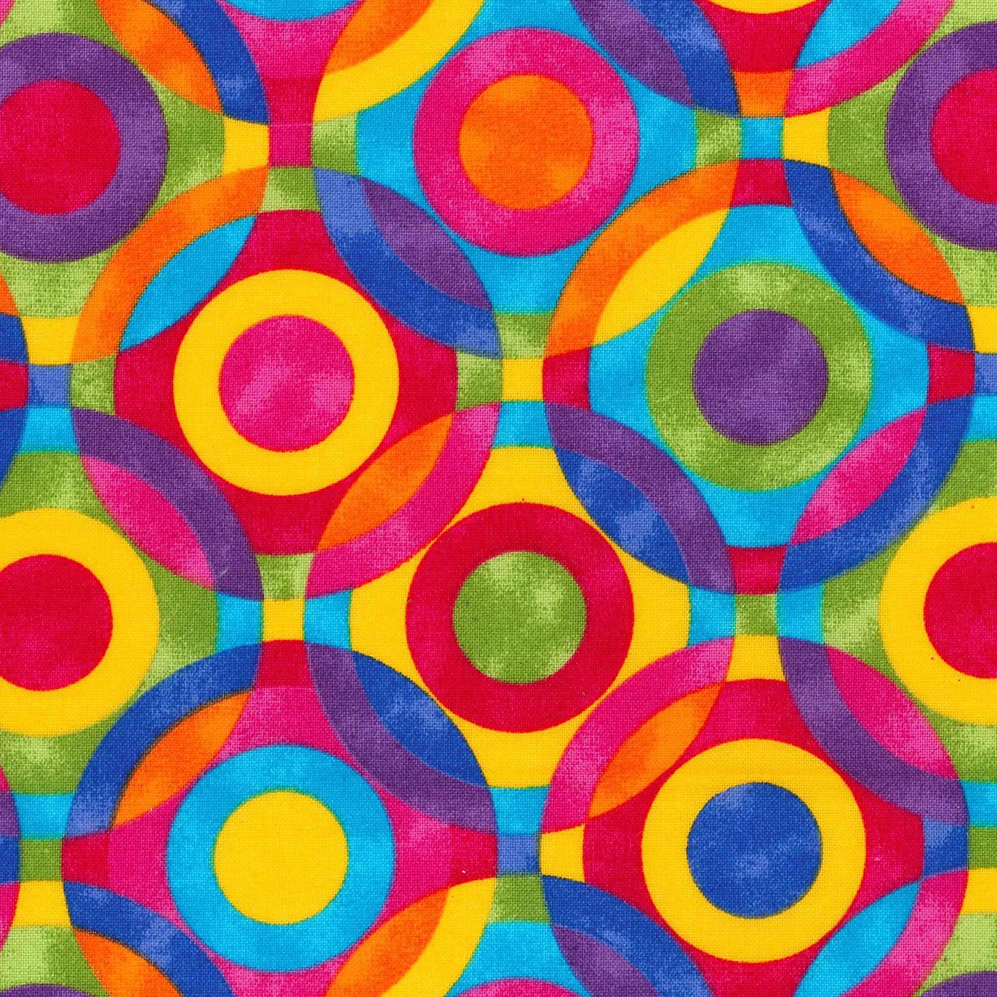 Fabric Traditions Multicolor Geometric Circles Cotton Fabric